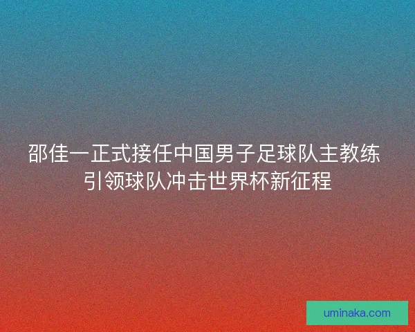 邵佳一正式接任中国男子足球队主教练 引领球队冲击世界杯新征程